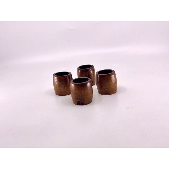 Lot Of 4 Vintage Mid Century Modern MCM Teakwood ? Napkin Rings - Picture 1 of 5
